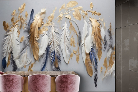 Фотообои в интерьере артикул AG-FT-004, Feathers, Design Studio 3D