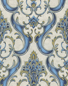 Синие обои для стен Emiliana Parati Damasco Reale 73402