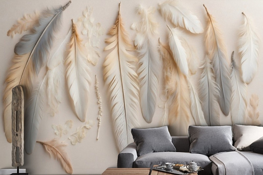 Фотообои в интерьере артикул AG-FT-027, Feathers, Design Studio 3D