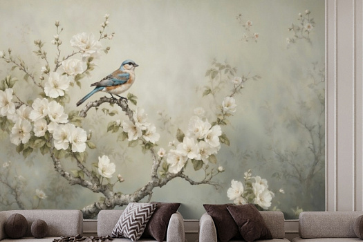 Фотообои в интерьере артикул AG-CB-004, Chinoiserie birds, Design Studio 3D